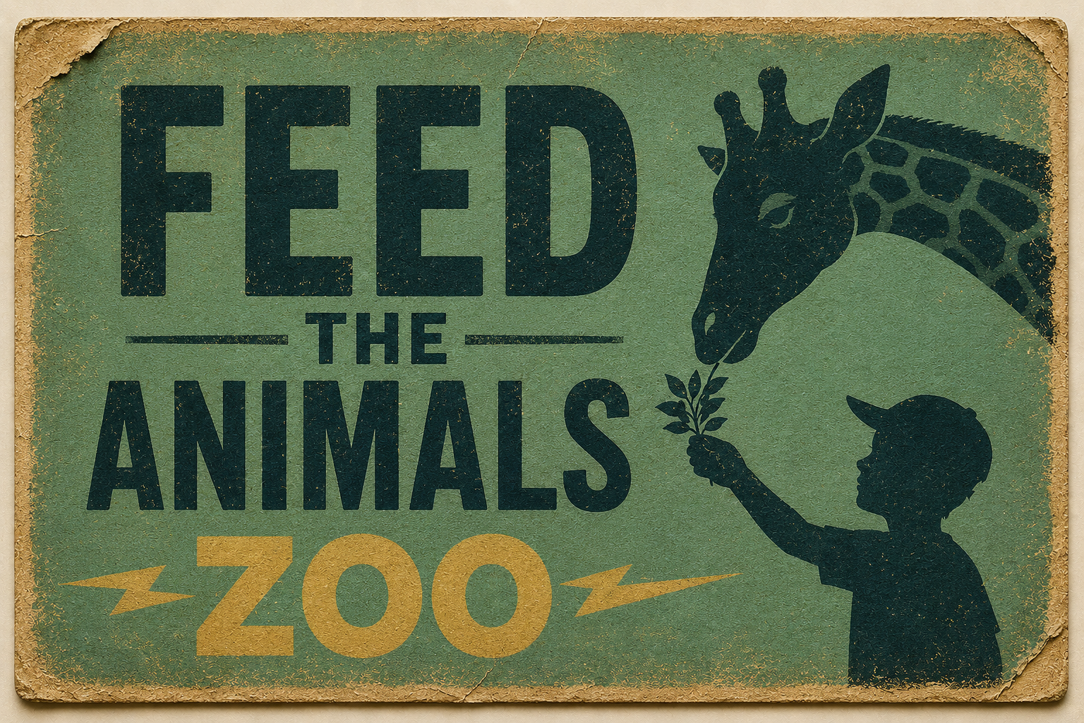 Vintage Feed the Animals zoo sign